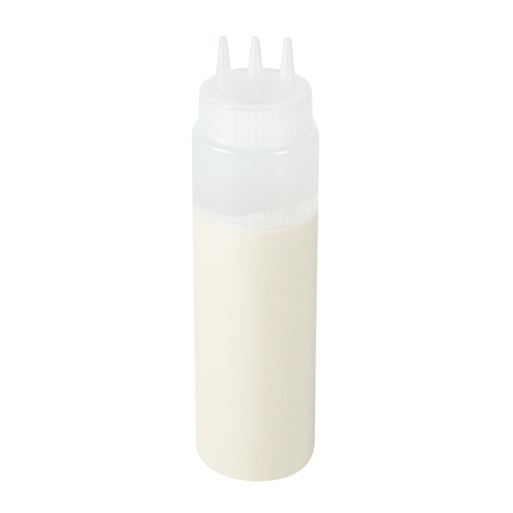Sauce Tek 32 oz Clear Plastic All-Purpose Squeeze Bottle - with Triple Dispersion Tip - 6 count box