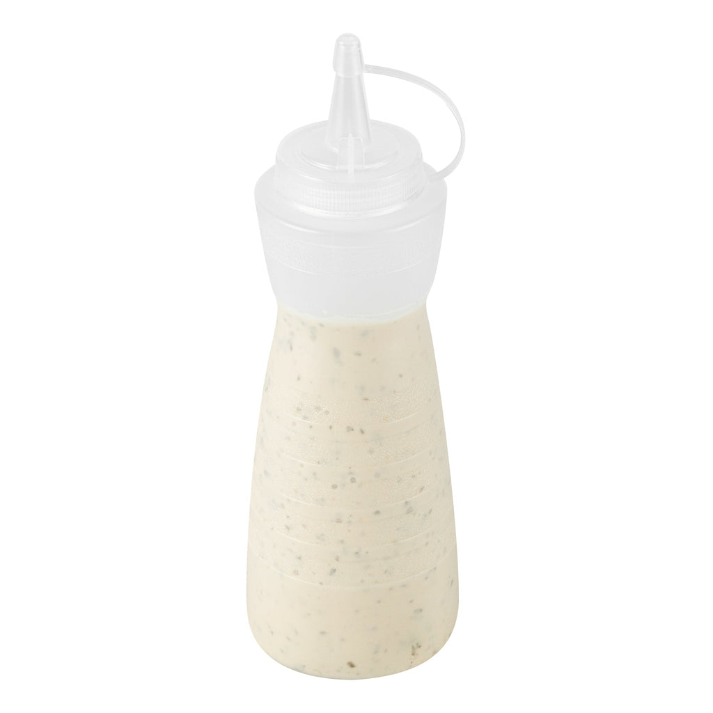 Sauce Tek 16 oz Clear Plastic Squeeze Bottle - with Cap - 2 3/4" x 2 3/4" x 7 3/4" - 1 count box
