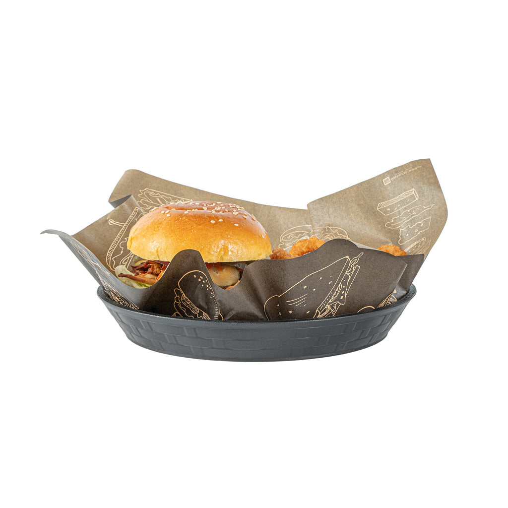 Chef 101 Round Black Plastic Diner Platter - 9" x 9" x 1 1/4" - 100 count box