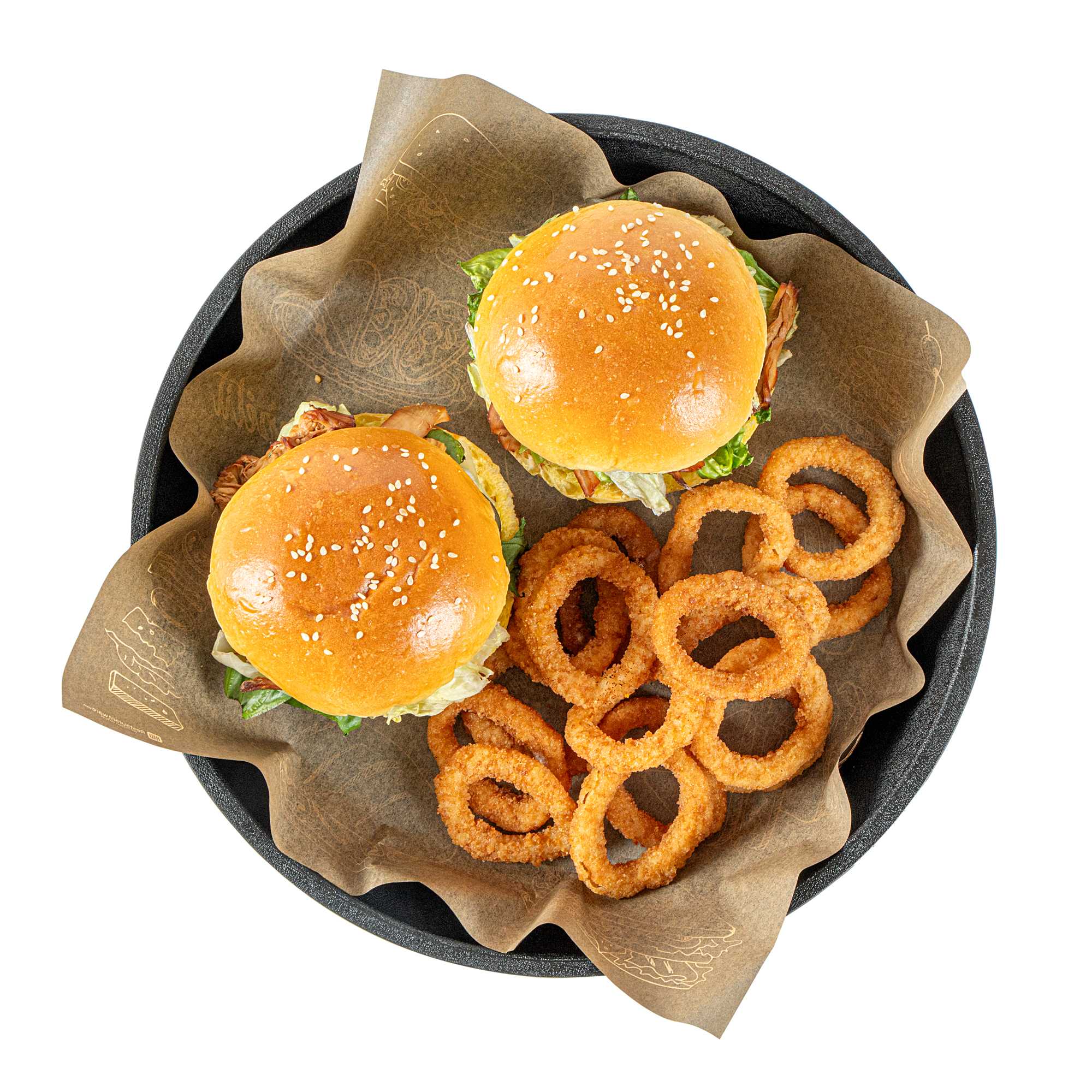 Chef 101 Round Black Plastic Diner Platter - 12" x 12" x 1 3/4" - 10 count box
