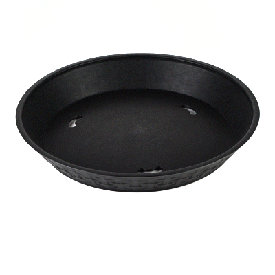 Chef 101 Round Black Plastic Diner Platter - 12" x 12" x 1 3/4" - 100 count box
