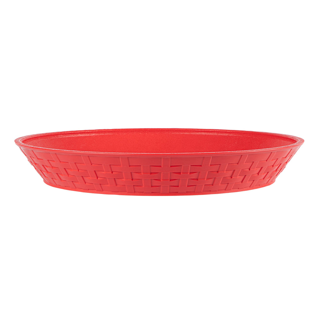 Chef 101 Round Red Plastic Diner Platter - 12" x 12" x 1 3/4" - 100 count box
