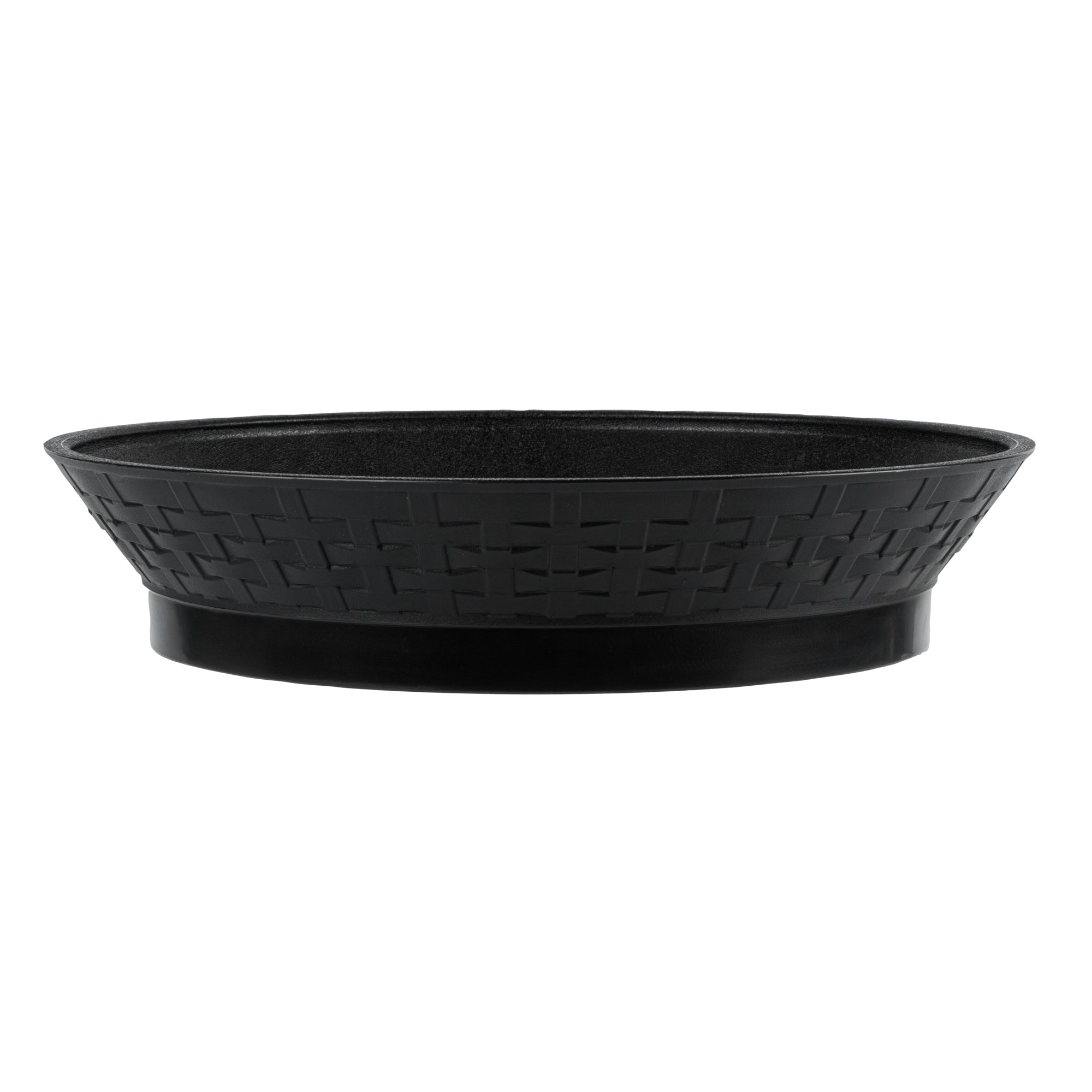 Chef 101 Round Black Plastic Diner Platter - with Base - 12" x 12" x 2 1/4" - 100 count box