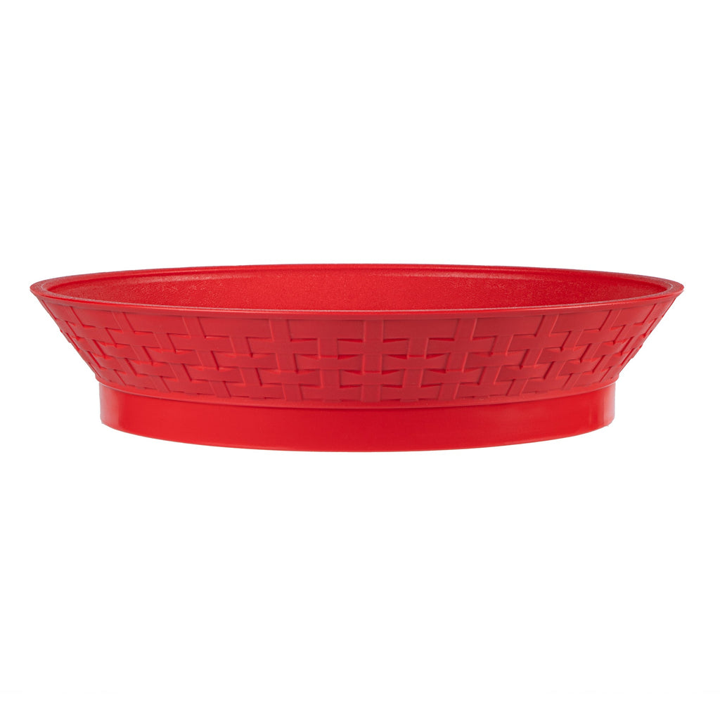 Chef 101 Round Red Plastic Diner Platter - with Base - 12" x 12" x 2 1/4" - 100 count box