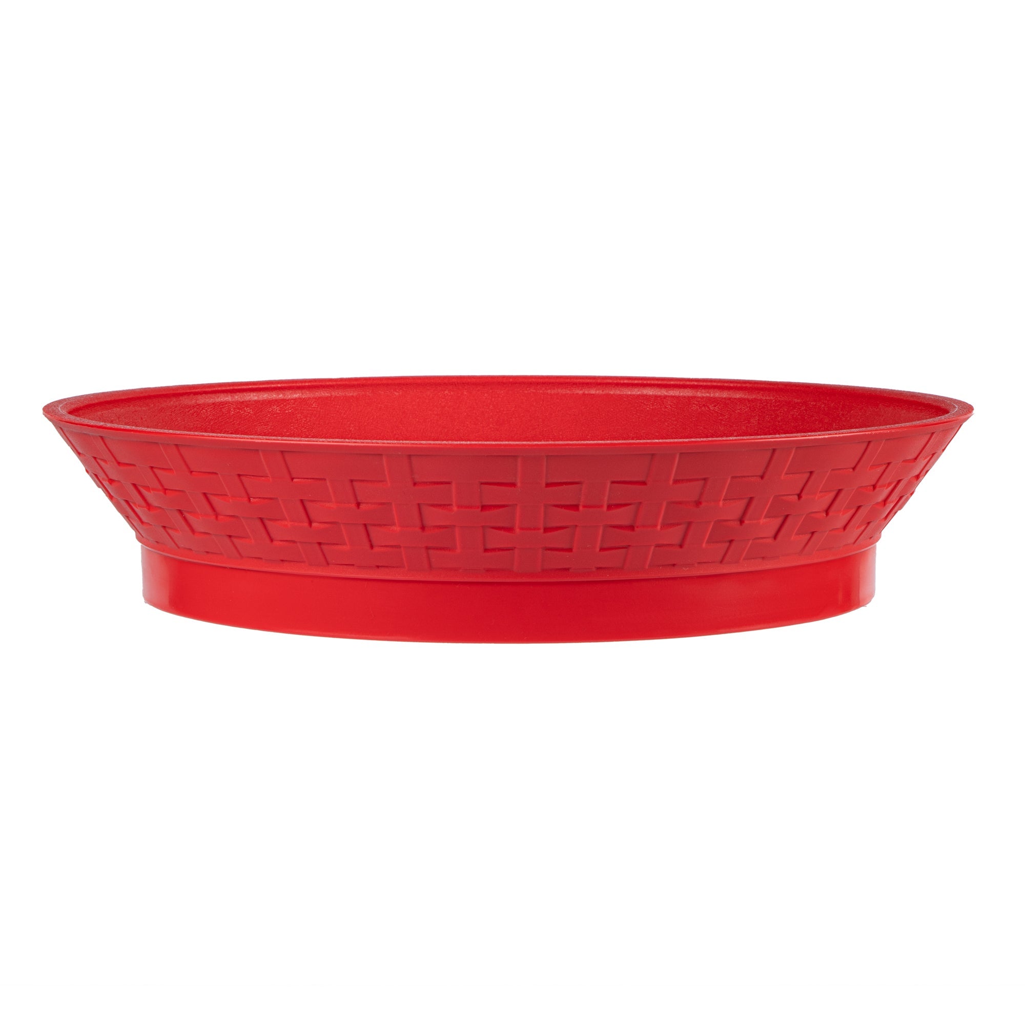 Chef 101 Round Red Plastic Diner Platter - with Base - 12" x 12" x 2 1/4" - 100 count box
