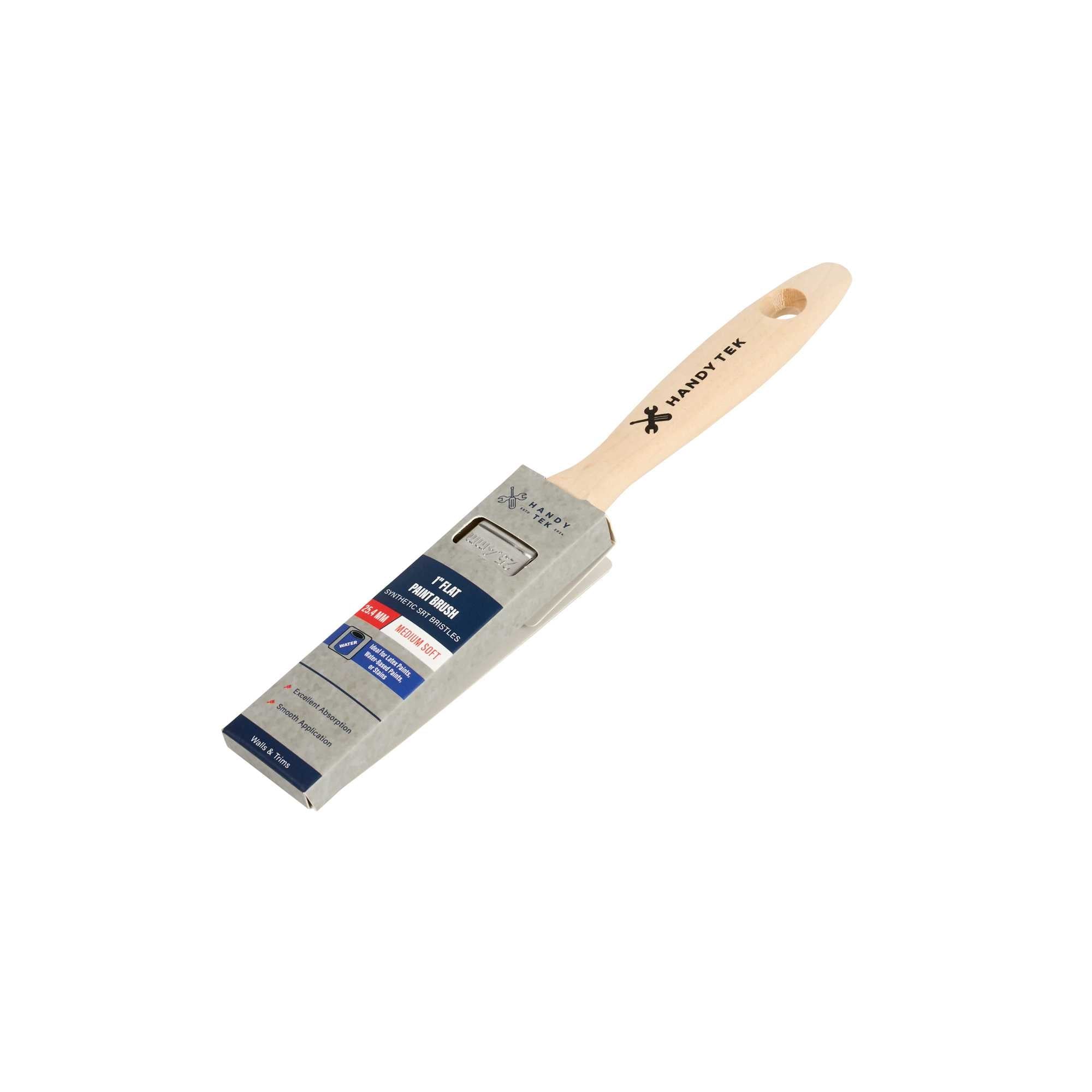 Handy Tek Synthetic Polyester Paint Brush - Flat, Beaver Tail - 1" - 144 count box