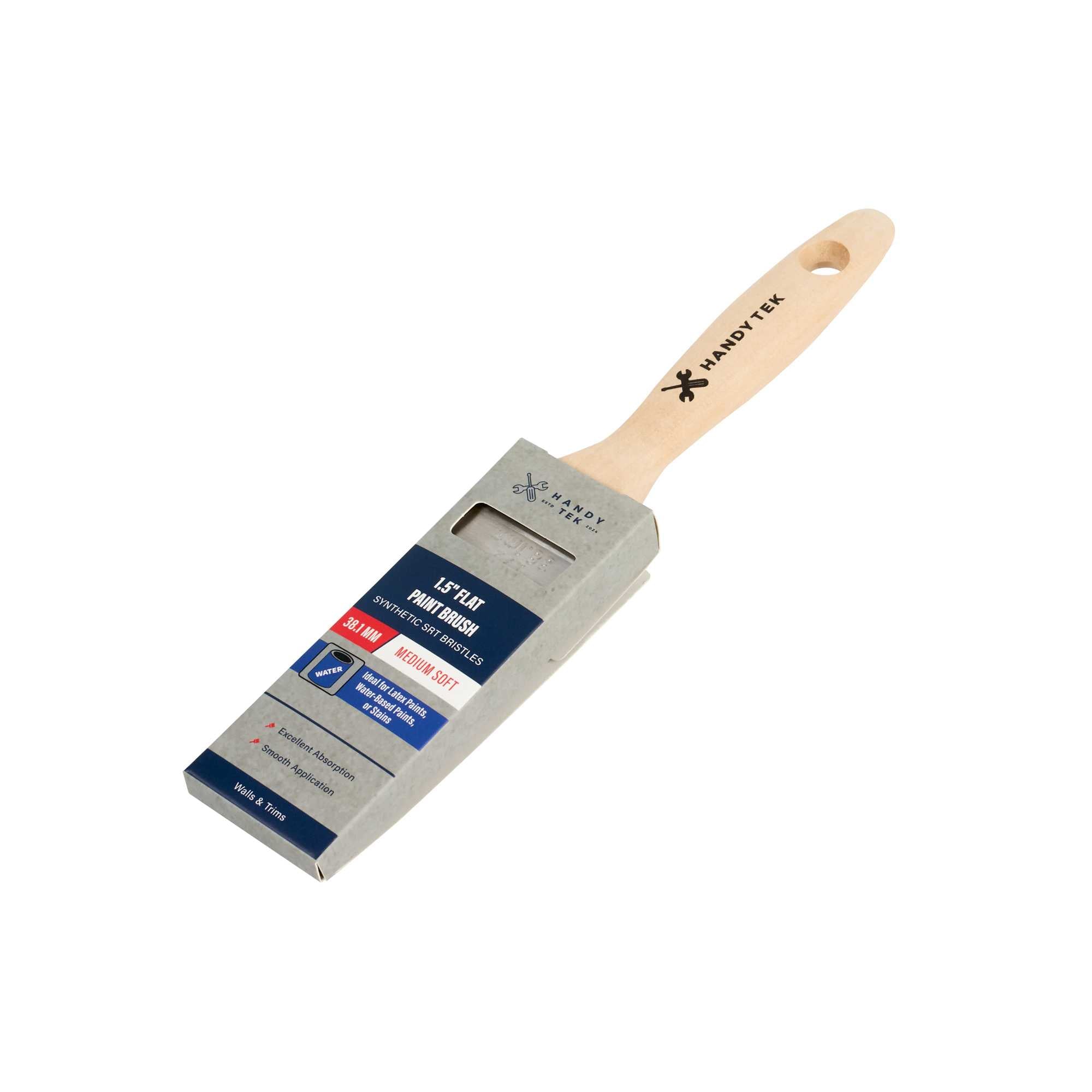 Handy Tek Synthetic Polyester Paint Brush - Flat, Beaver Tail - 1 1/2" - 6 count box