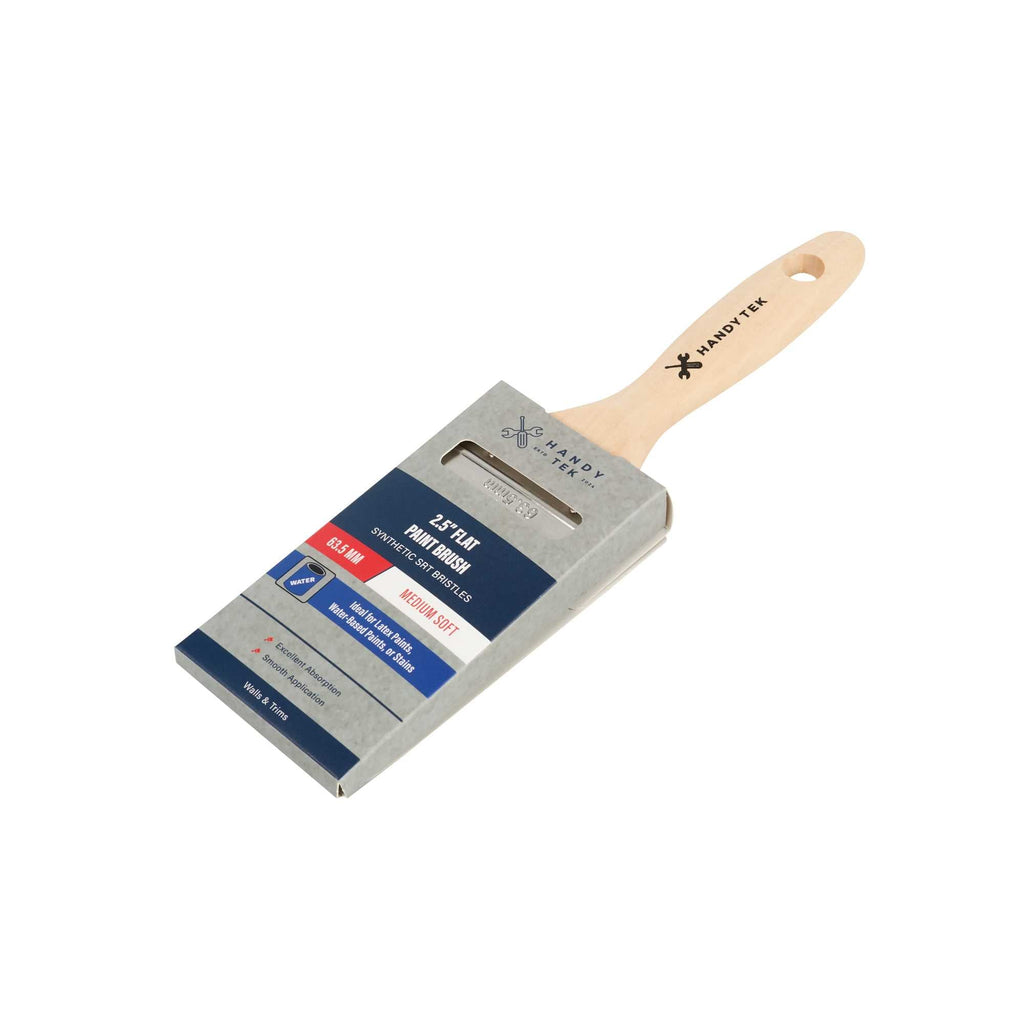 Handy Tek Synthetic Polyester Paint Brush - Flat, Beaver Tail - 2 1/2" - 6 count box