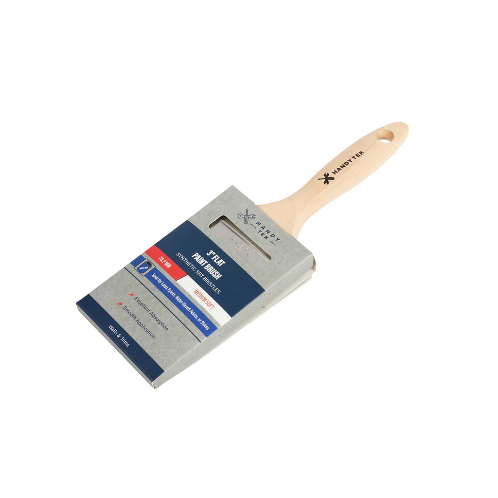Handy Tek Synthetic Polyester Paint Brush - Flat, Beaver Tail - 3" - 6 count box