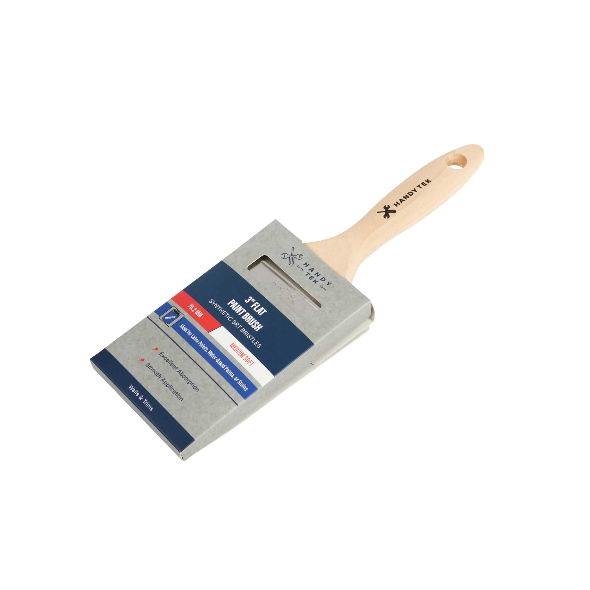 Handy Tek Synthetic Polyester Paint Brush - Flat, Beaver Tail - 3" - 1 count box