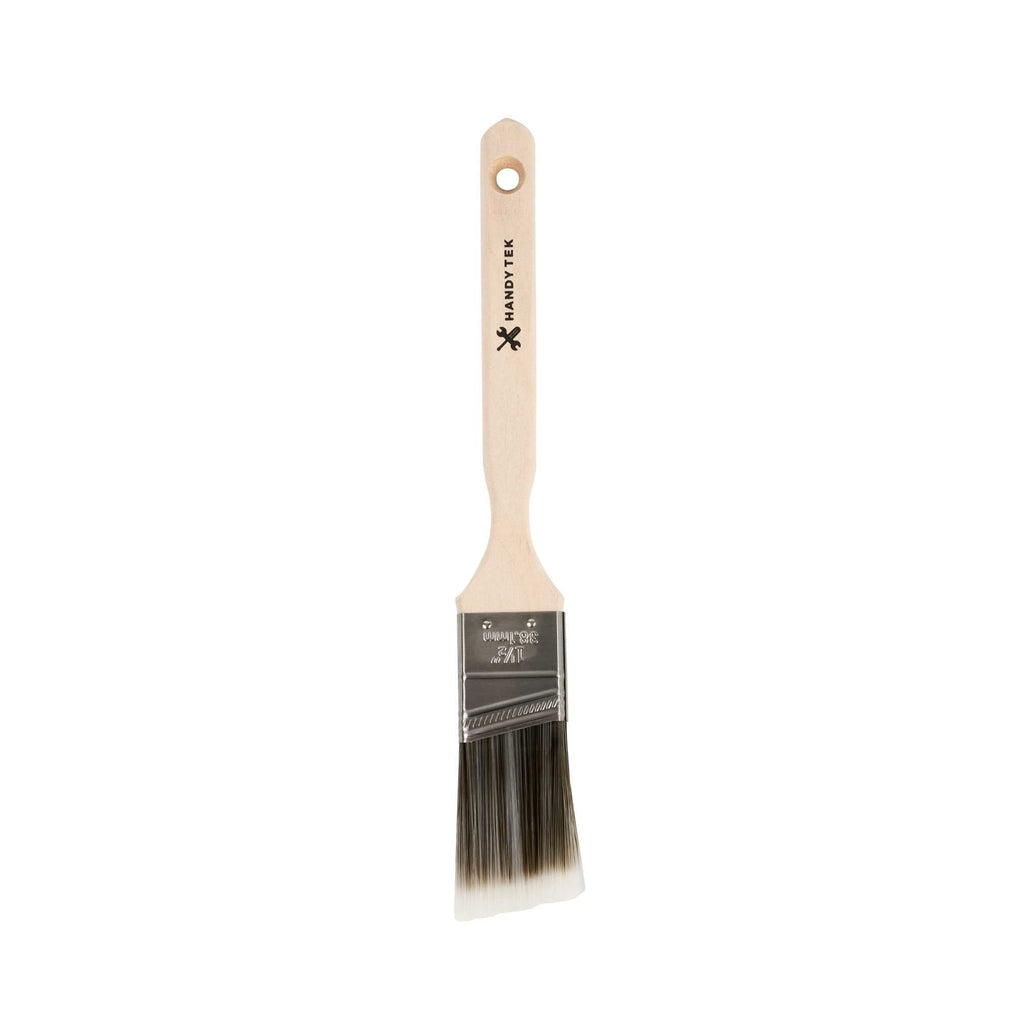 Handy Tek Synthetic Polyester Paint Brush - Angled, Long Handle - 1 1/2" - 6 count box