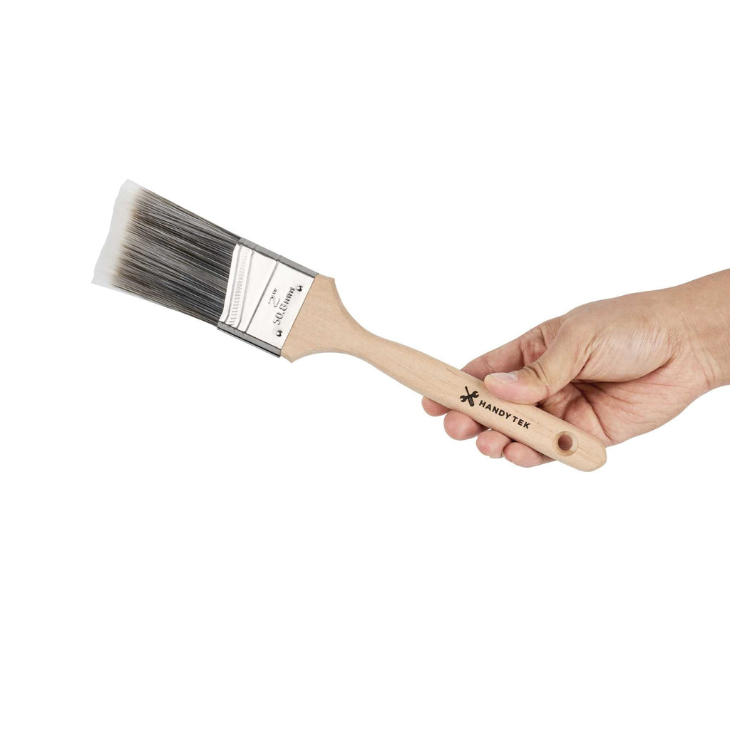 Handy Tek Synthetic Polyester Paint Brush - Angled, Long Handle - 2" - 72 count box