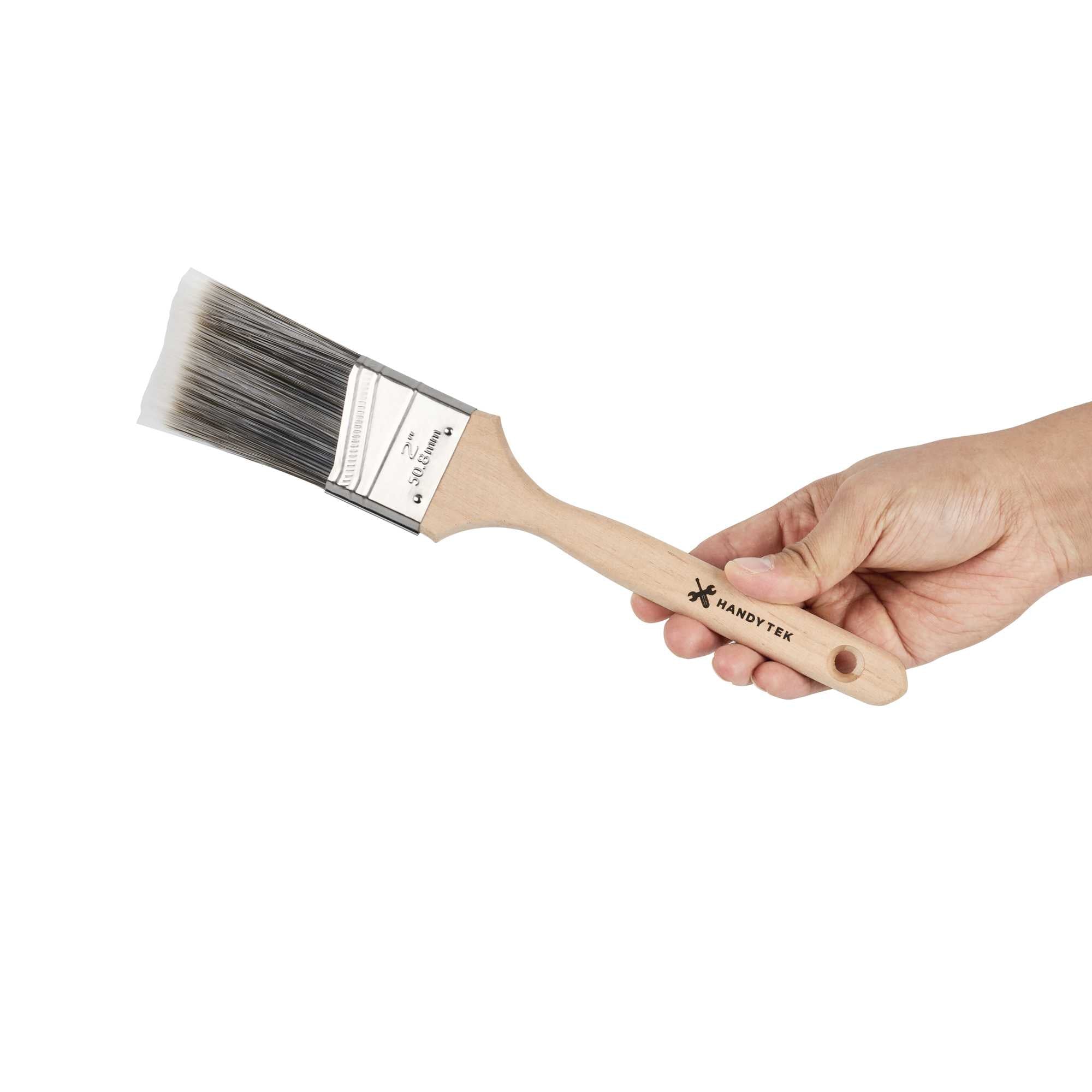 Handy Tek Synthetic Polyester Paint Brush - Angled, Long Handle - 2" - 72 count box