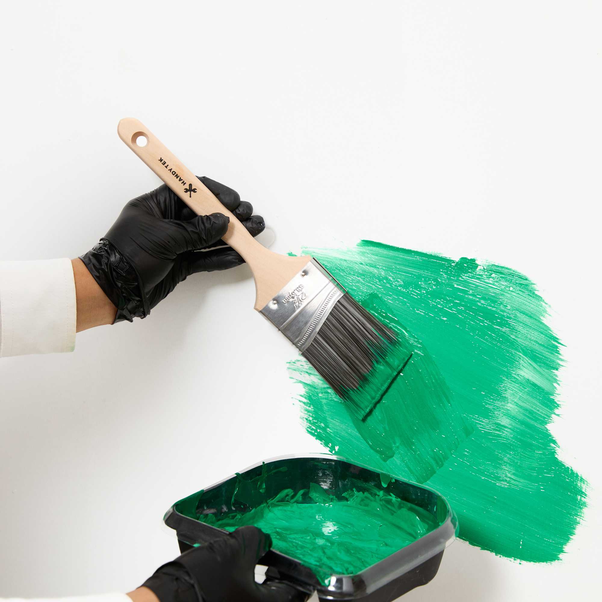 Handy Tek Synthetic Polyester Paint Brush - Angled, Long Handle - 2 1/2" - 1 count box