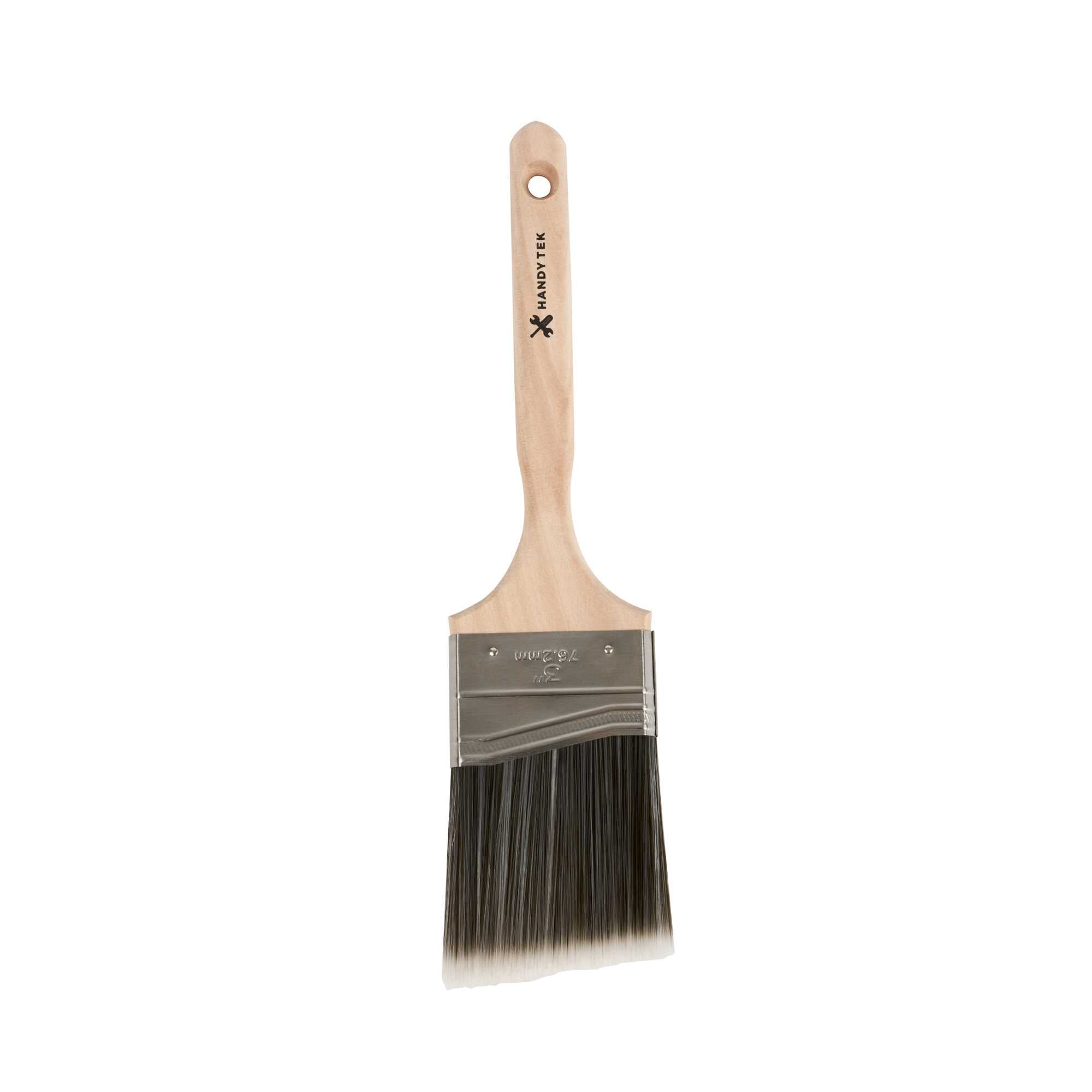 Handy Tek Synthetic Polyester Paint Brush - Angled, Long Handle - 3" - 1 count box