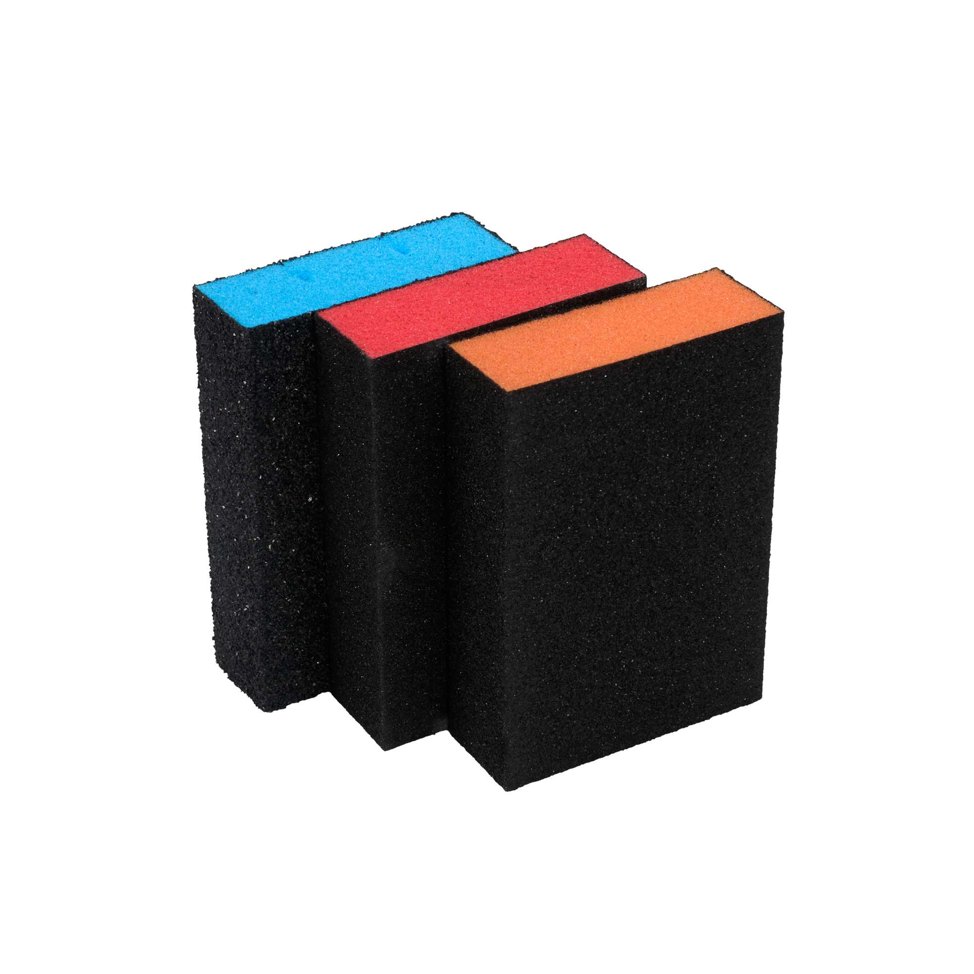 Handy Tek Assorted Grit Sanding Sponge Set - 4-Piece, Flat Edges, with Handle - 4 1/4" x 2 3/4" x 4 1/2" - 1 count box