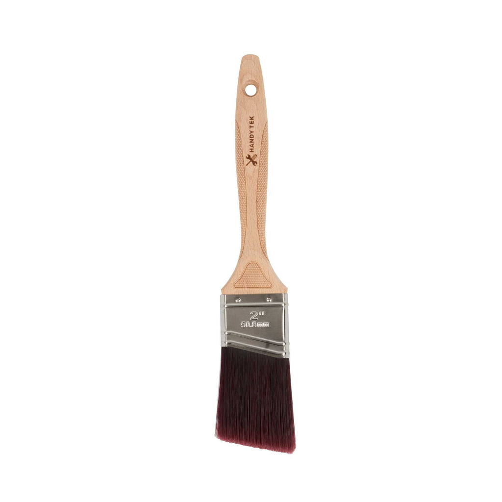 Handy Tek Polyester Paint Brush - Angled, Soft Tip, Textured Handle - 2" - 1 count box