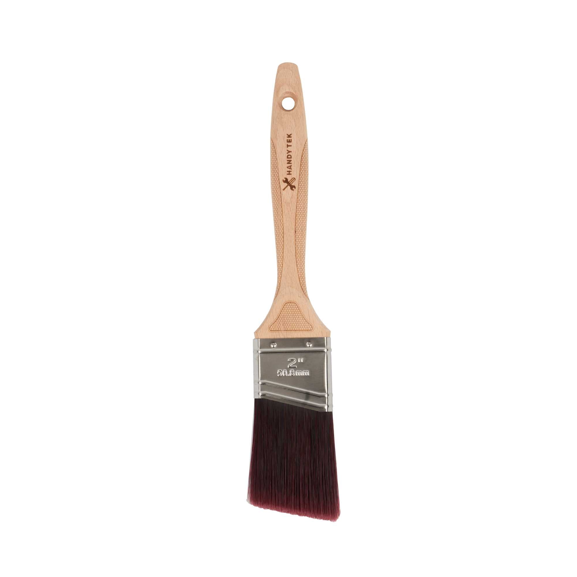 Handy Tek Polyester Paint Brush - Angled, Soft Tip, Textured Handle - 2" - 72 count box
