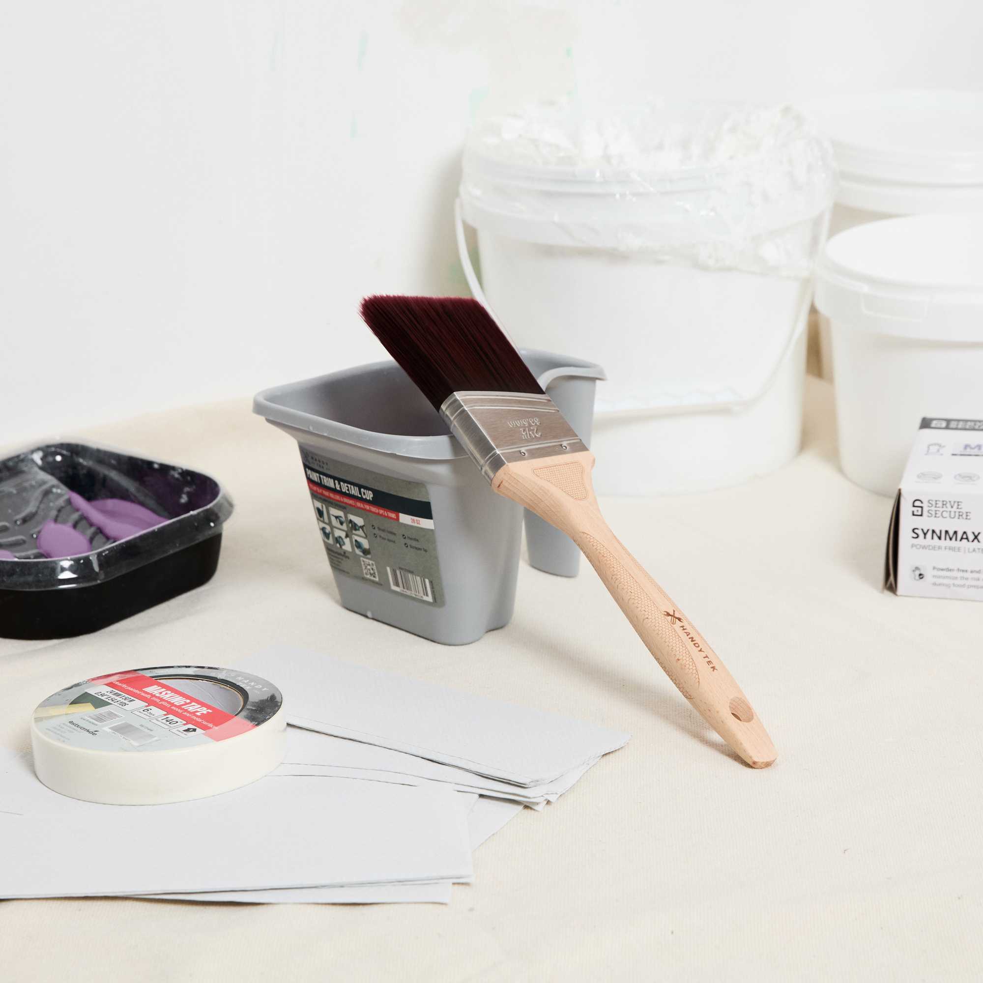 Handy Tek Polyester Paint Brush - Angled, Soft Tip, Textured Handle - 2 1/2" - 1 count box