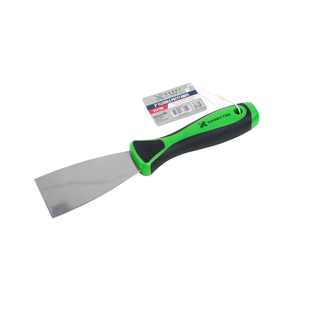 Handy Tek Carbon Steel Putty Knife - Flexible, Soft Grip Handle - 2" - 1 count box