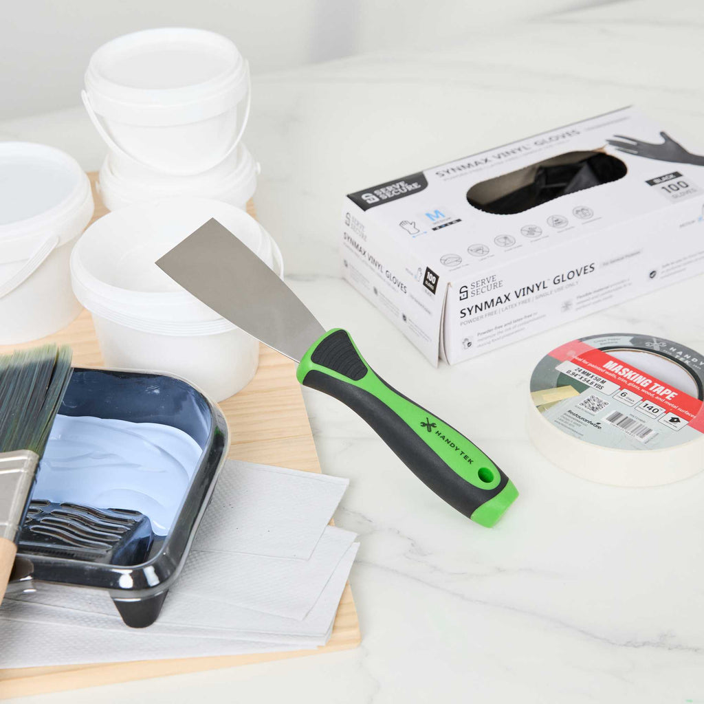 Handy Tek Carbon Steel Putty Knife - Flexible, Soft Grip Handle - 2" - 1 count box