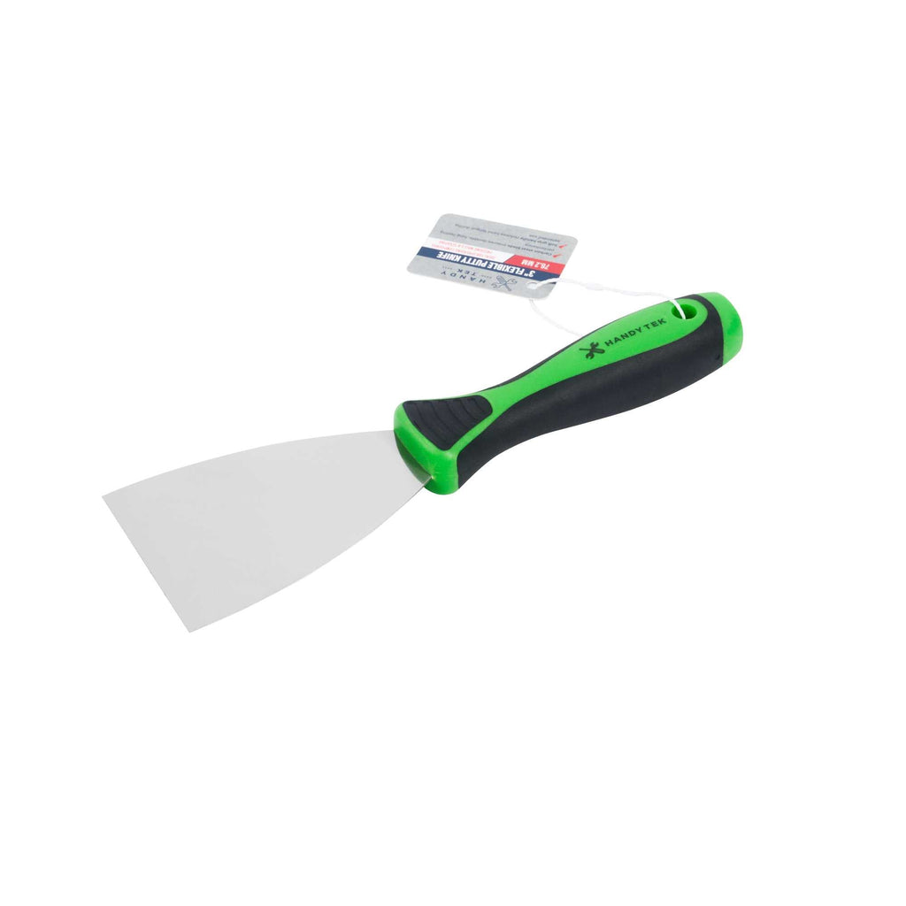 Handy Tek Carbon Steel Putty Knife - Flexible, Soft Grip Handle - 3" - 1 count box