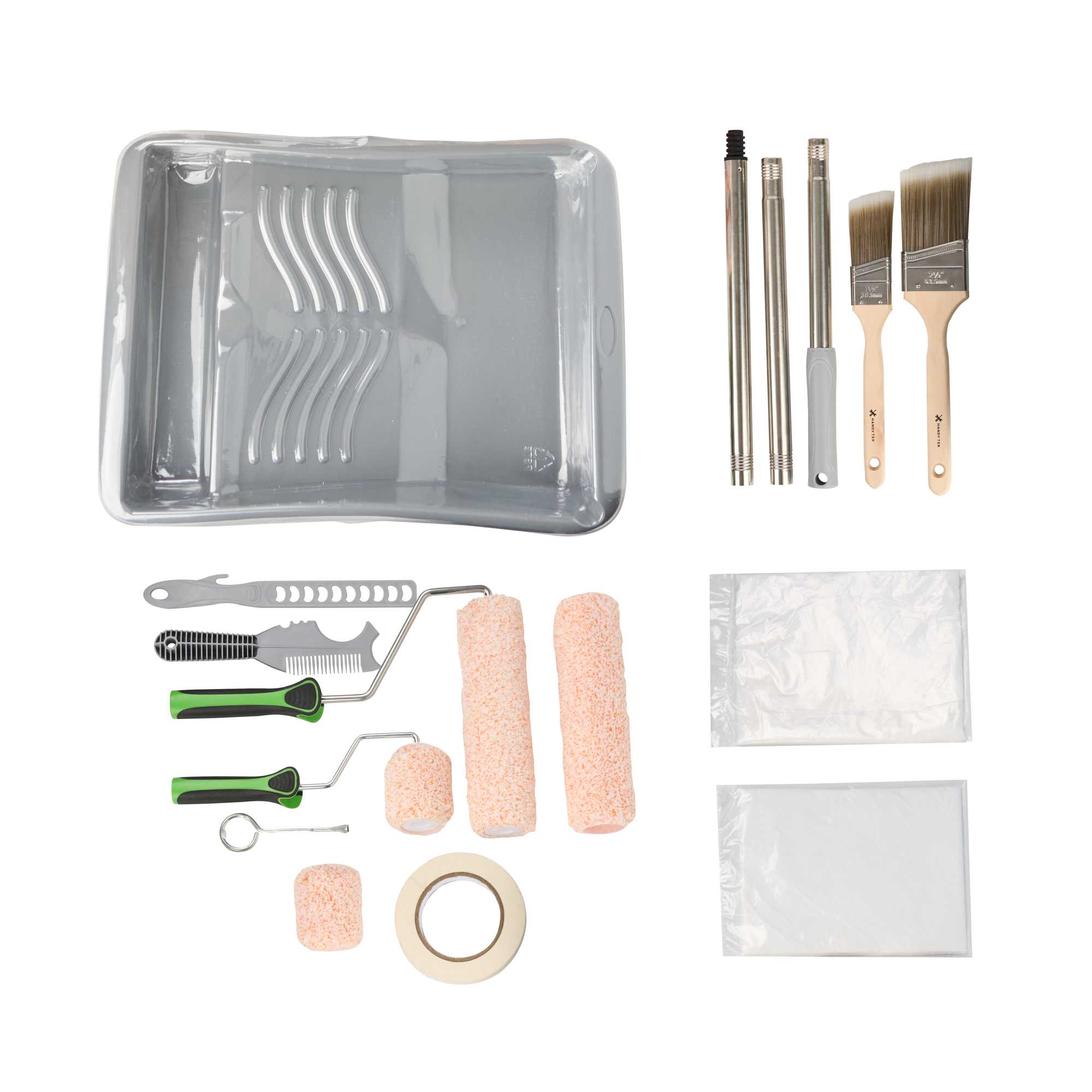 Handy Tek Paint Roller Kit - 18-Piece - 17 3/4" x 13" x 3 1/4" - 1 count box