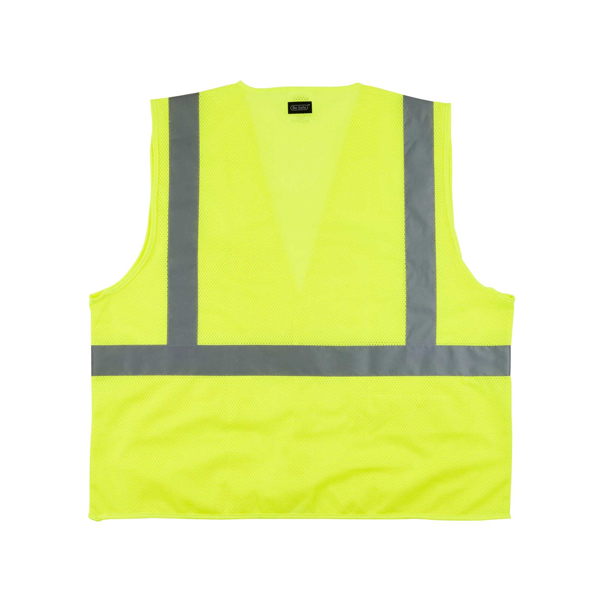 Be Safe Type R Class 2 Lime L/XL High Visibility Mesh Safety Vest - Hook/Loop Closure, Reflective Tape - 20 count box