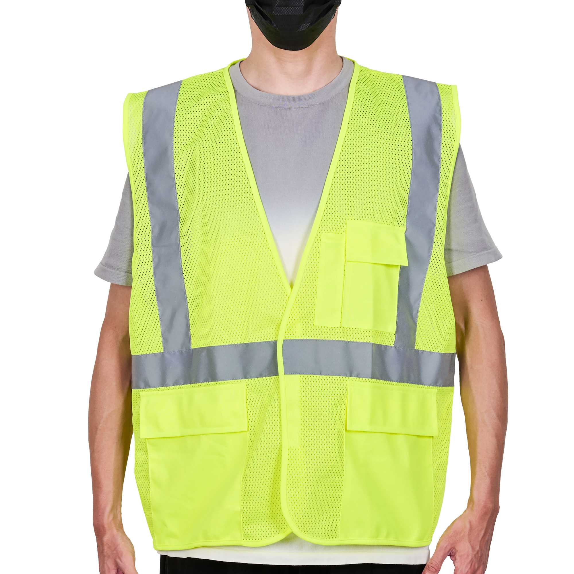 Be Safe Type R Class 2 Lime L/XL High Visibility Mesh Safety Vest - Hook/Loop Closure, Reflective Tape - 20 count box