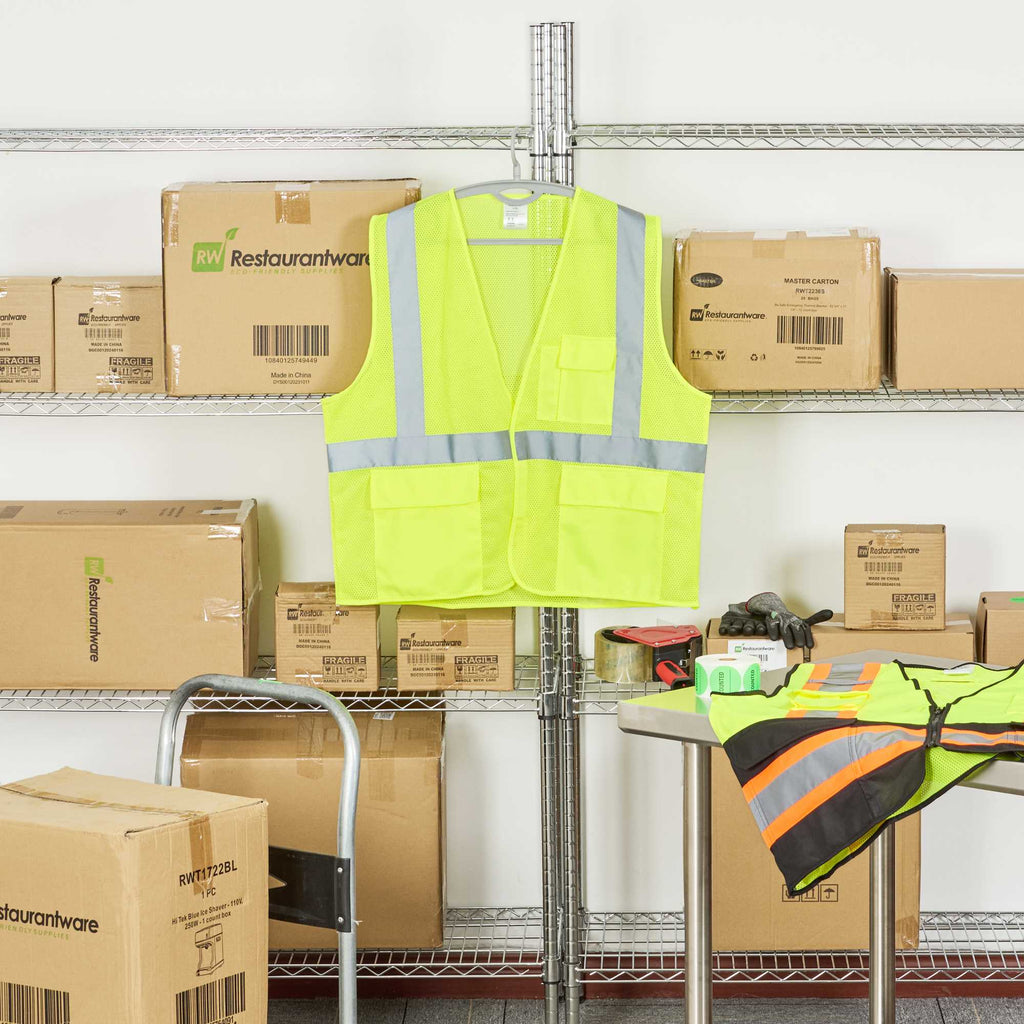 Be Safe Type R Class 2 Lime L/XL High Visibility Mesh Safety Vest - Hook/Loop Closure, Reflective Tape - 20 count box