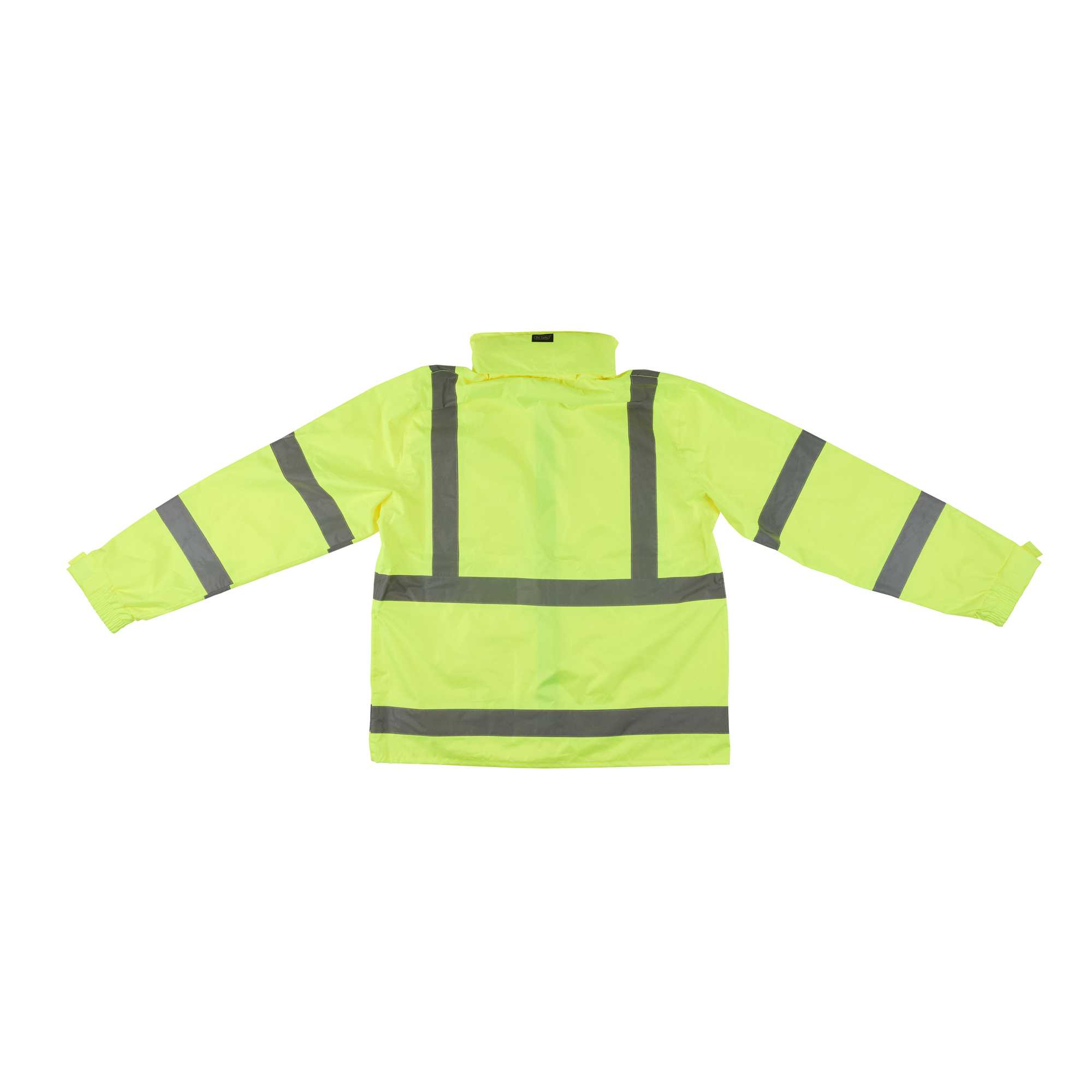 Be Safe Type R Class 3 Lime XL High Visibility Lightweight Rain Jacket - Zipper Closure, Reflective Tape - 20 count box