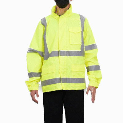 Be Safe Type R Class 3 Lime XL High Visibility Lightweight Rain Jacket - Zipper Closure, Reflective Tape - 20 count box