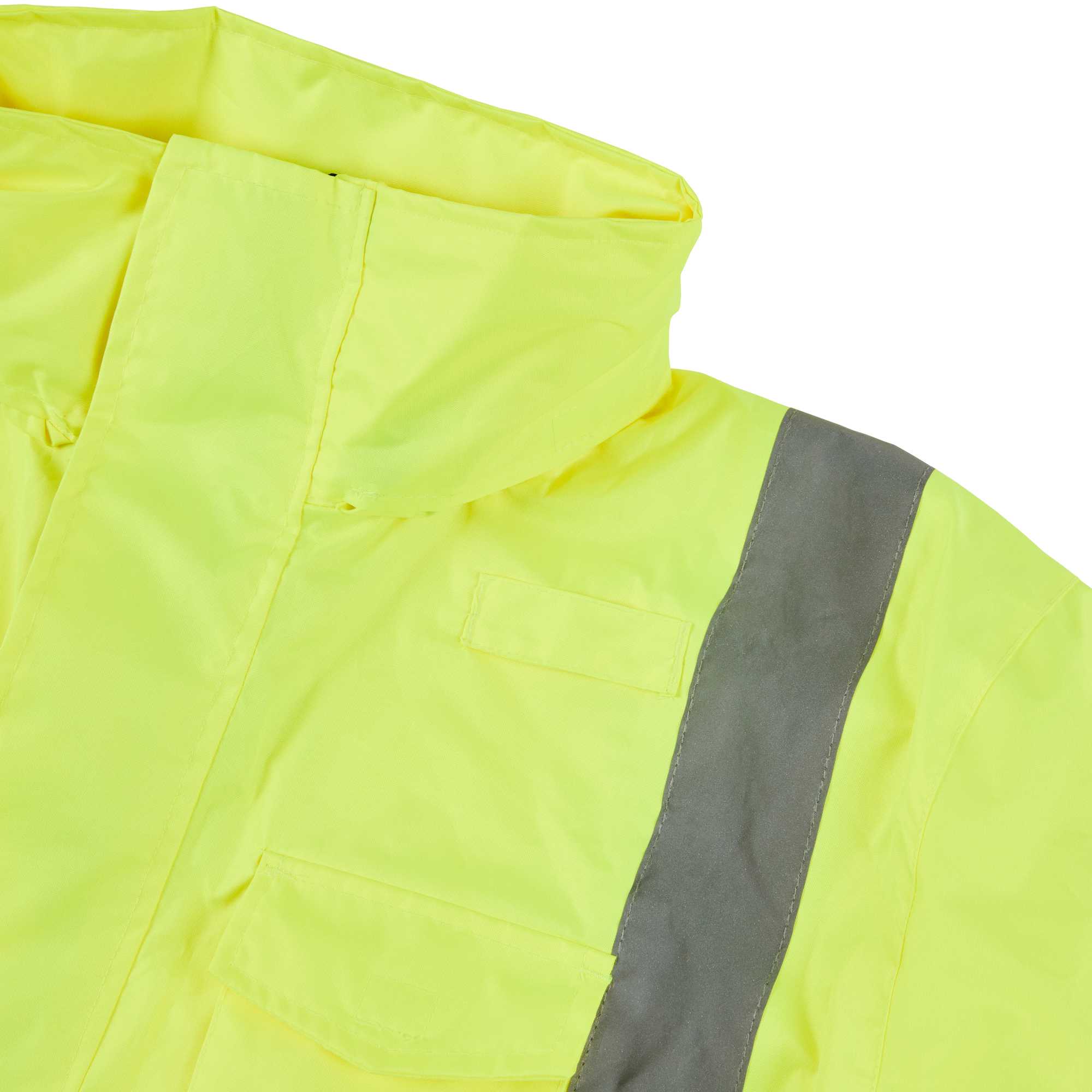 Be Safe Type R Class 3 Lime XL High Visibility Lightweight Rain Jacket - Zipper Closure, Reflective Tape - 20 count box