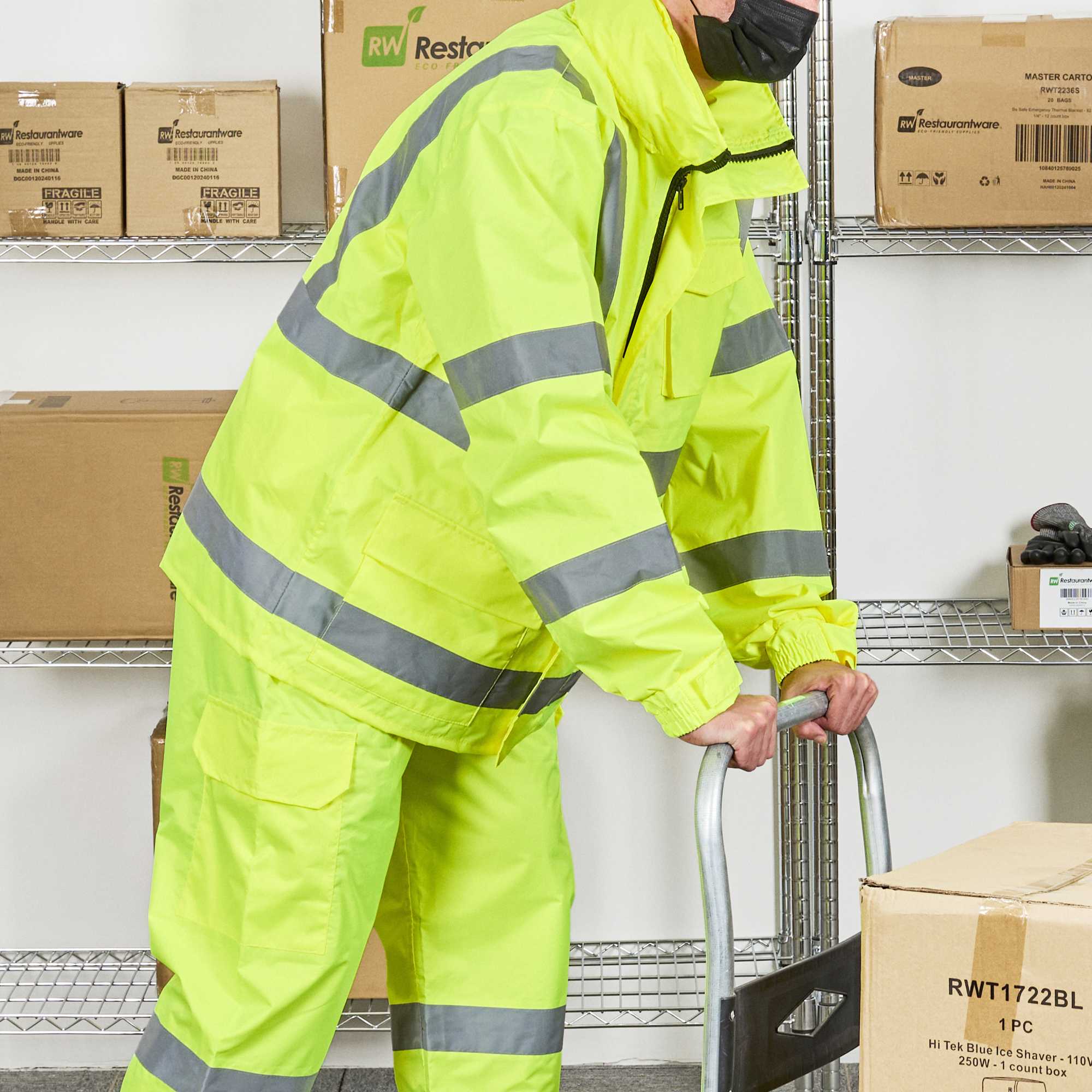 Be Safe Type R Class 3 Lime 2XL High Visibility Lightweight Rain Jacket - Zipper Closure, Reflective Tape - 1 count box