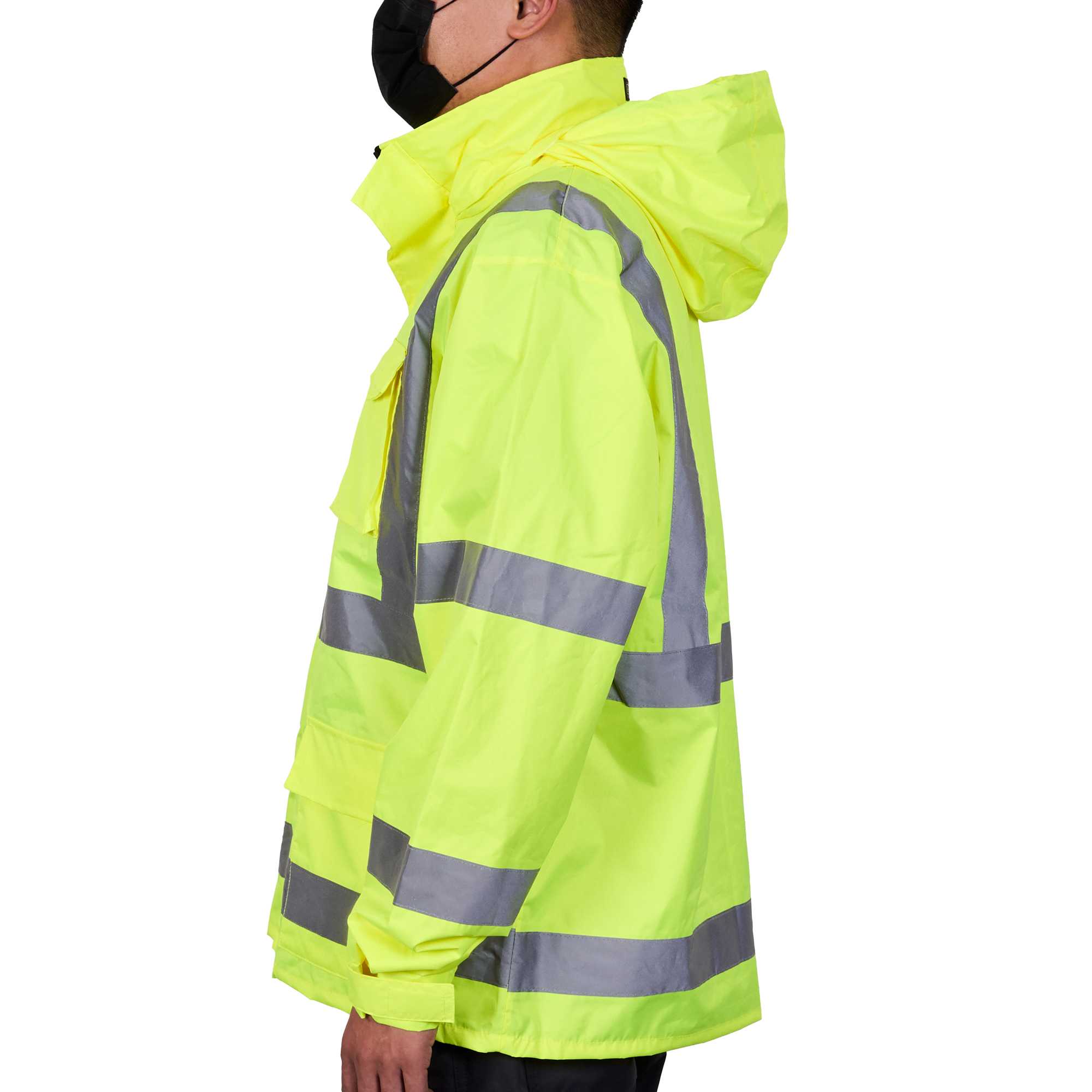 Be Safe Type R Class 3 Lime 2XL High Visibility Lightweight Rain Jacket - Zipper Closure, Reflective Tape - 20 count box