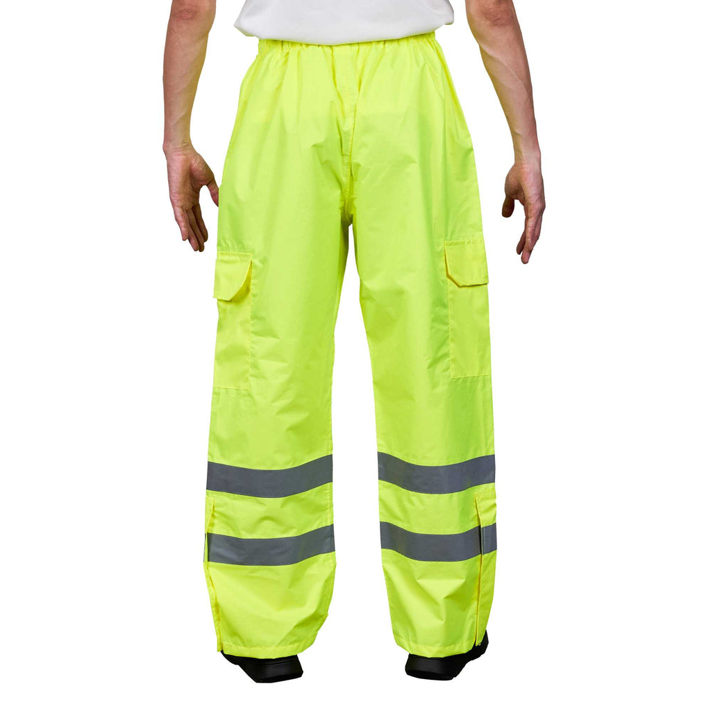 Be Safe Class E Lime M High Visibility Lightweight Rain Pants - Reflective Tape - 20 count box
