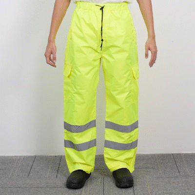 Be Safe Class E Lime M High Visibility Lightweight Rain Pants - Reflective Tape - 20 count box