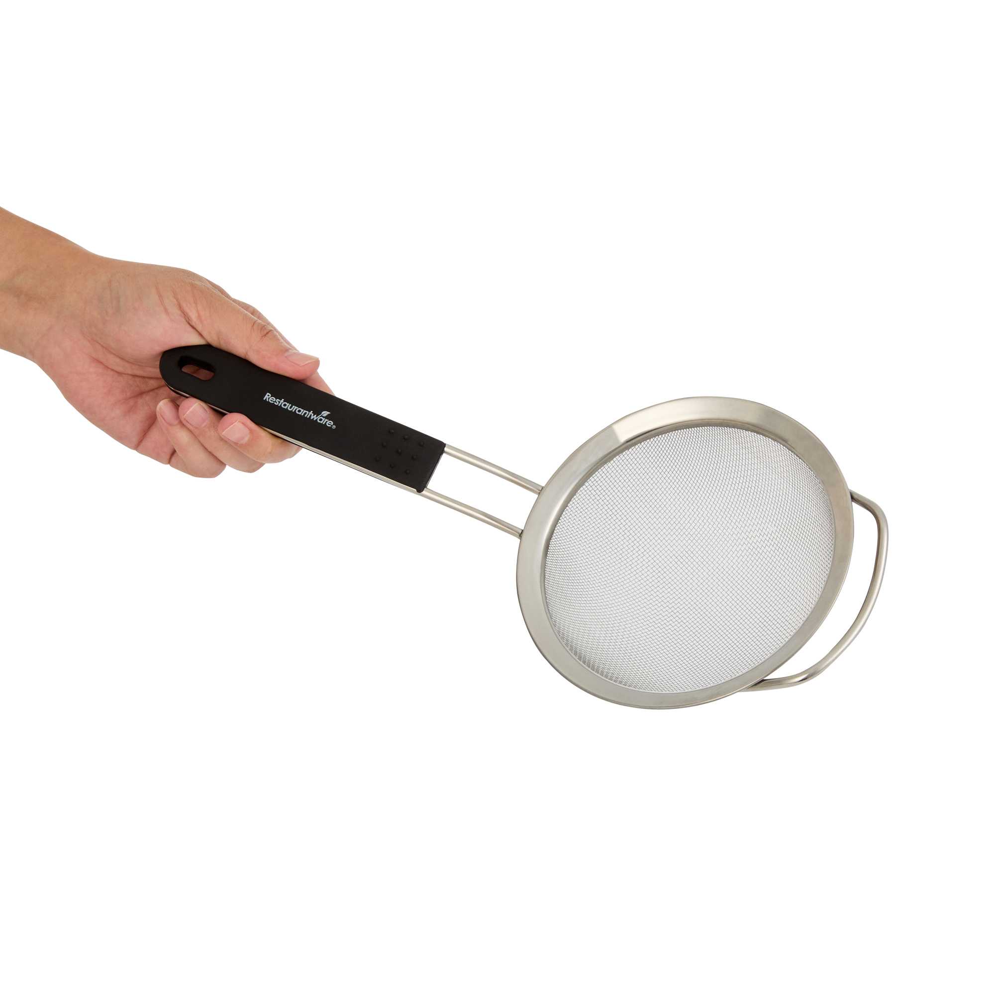 Comfy Grip Round Stainless Steel Extra Fine Mesh Strainer - with Silicone Handle - 5 1/2" - 1 count box