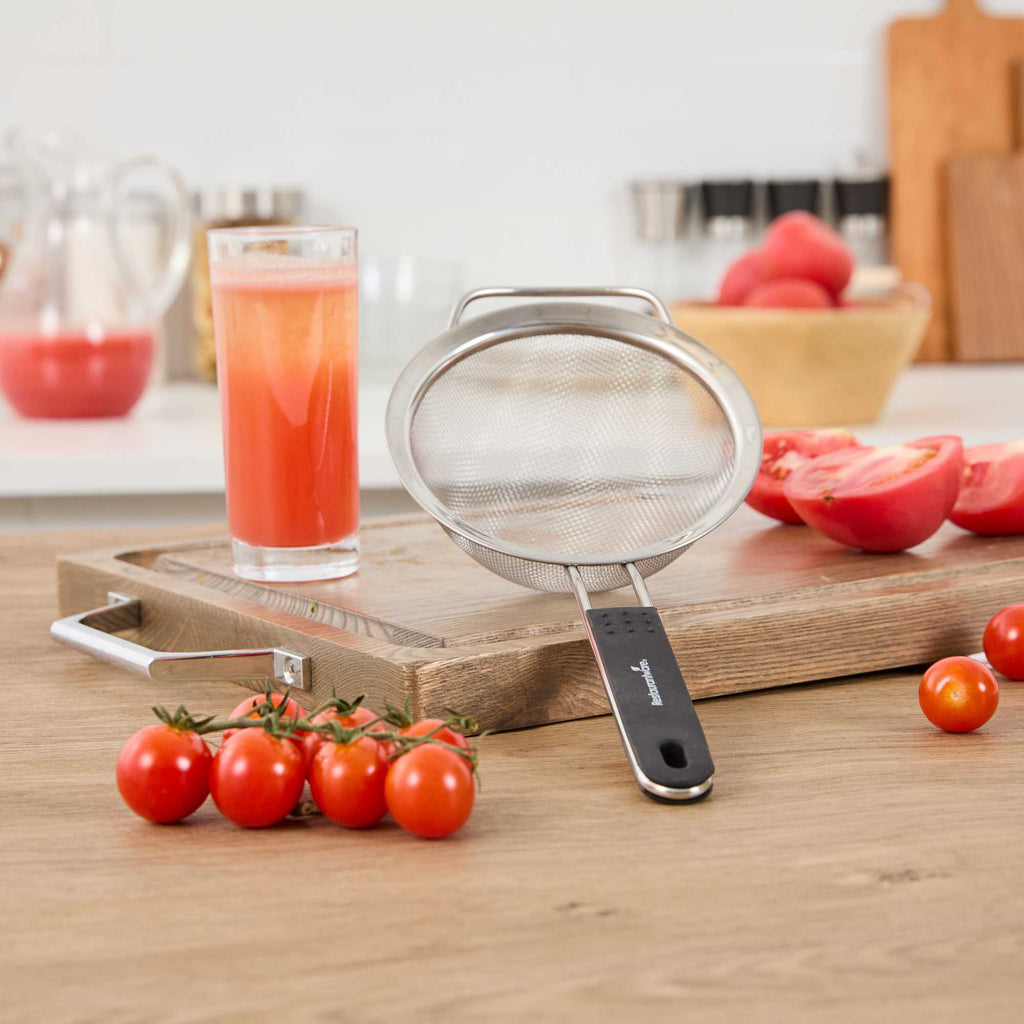 Comfy Grip Round Stainless Steel Extra Fine Mesh Strainer - with Silicone Handle - 5 1/2" - 1 count box