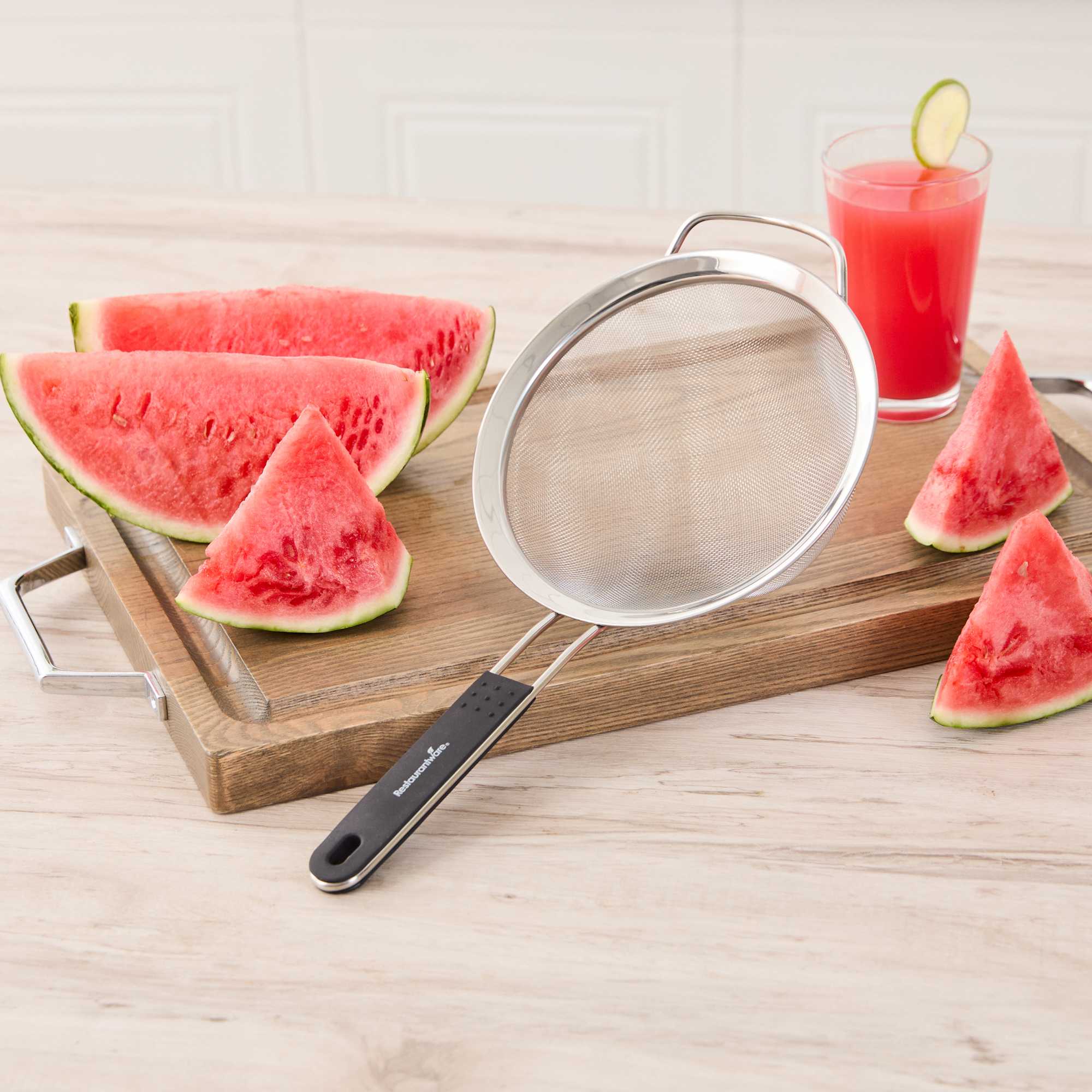 Comfy Grip Round Stainless Steel Extra Fine Mesh Strainer - with Silicone Handle - 7" - 1 count box