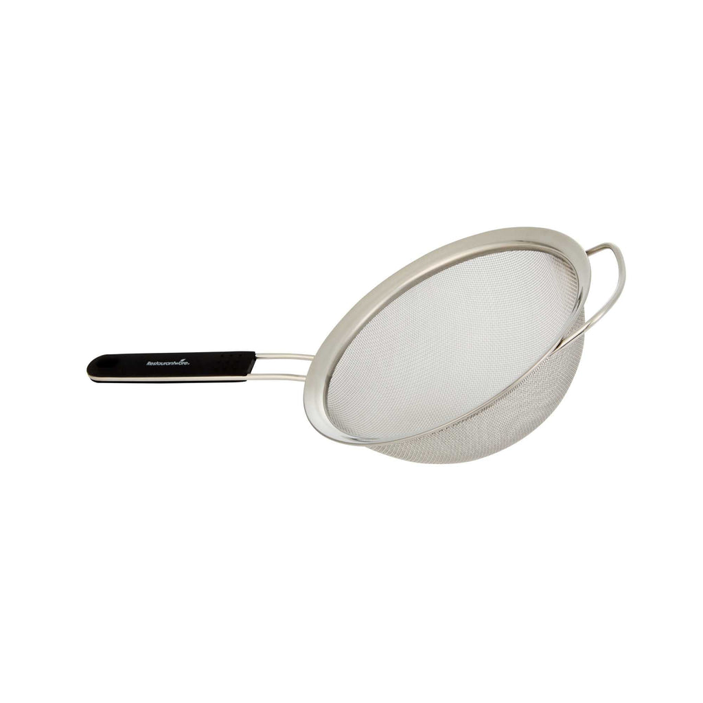 Comfy Grip Round Stainless Steel Extra Fine Mesh Strainer - with Silicone Handle - 7 3/4" - 1 count box