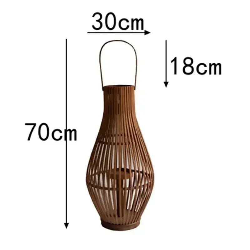 DecorBites™ Bamboo Lantern Candle Holder Vintage Nordic Style Wood Floor Decoration