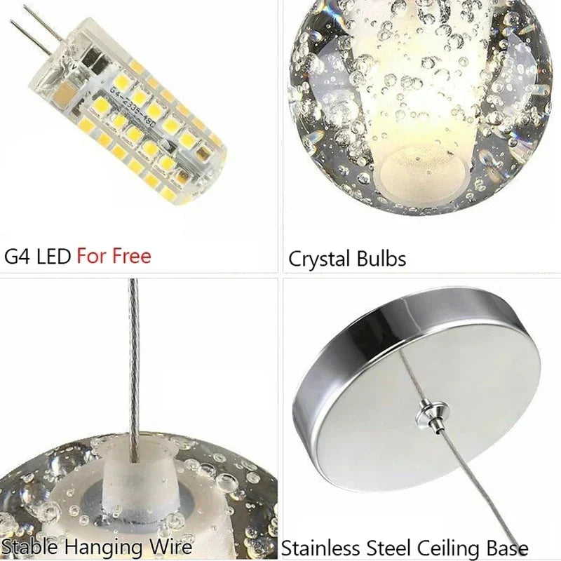 DecorBites™ Crystal Ceiling Chandelier for Staircase & Hallway, Elegant Long Cable Pendant Light