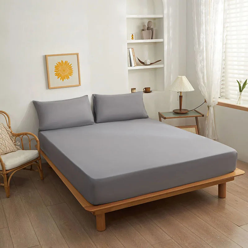 DecorBites™ Cotton Fitted Sheet: Soft & Durable, Queen/King Size, Elastic Band, Skin-Friendly