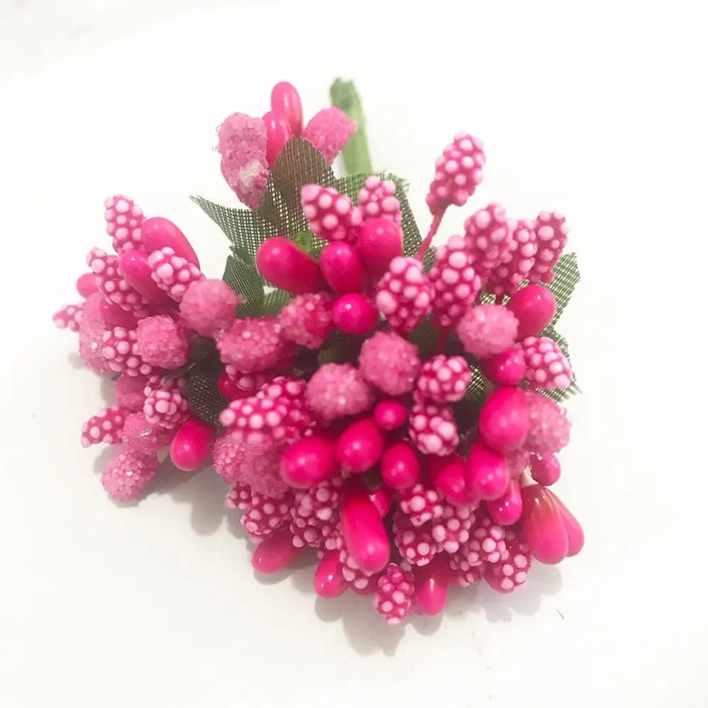 DecorBites™ 200pcs Mixed Rose Red Flower Cherry Stamen Berries Bundle for DIY Decor