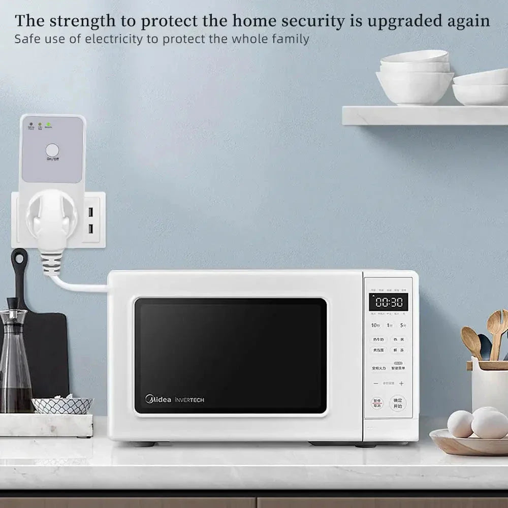 Refrigerator Voltage Protector 220V EU Plug — Automatic Surge Protector & Voltage Stabilizer Relay Socket for Home Appliances