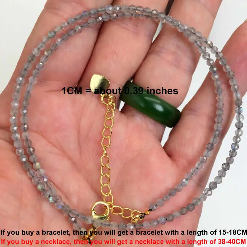 Faceted Gemstone Bead Choker Necklace and Bracelet Set | Natural Stone Jewelry for Men and Women