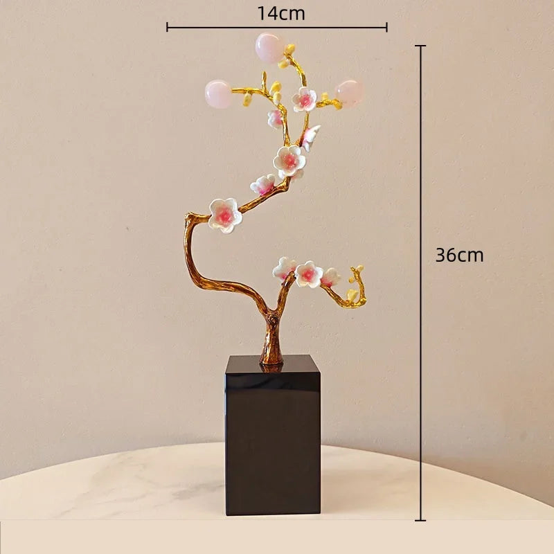 DecorBites™ Golden Tree Crystal Ball Statue Metal Decor Figurine