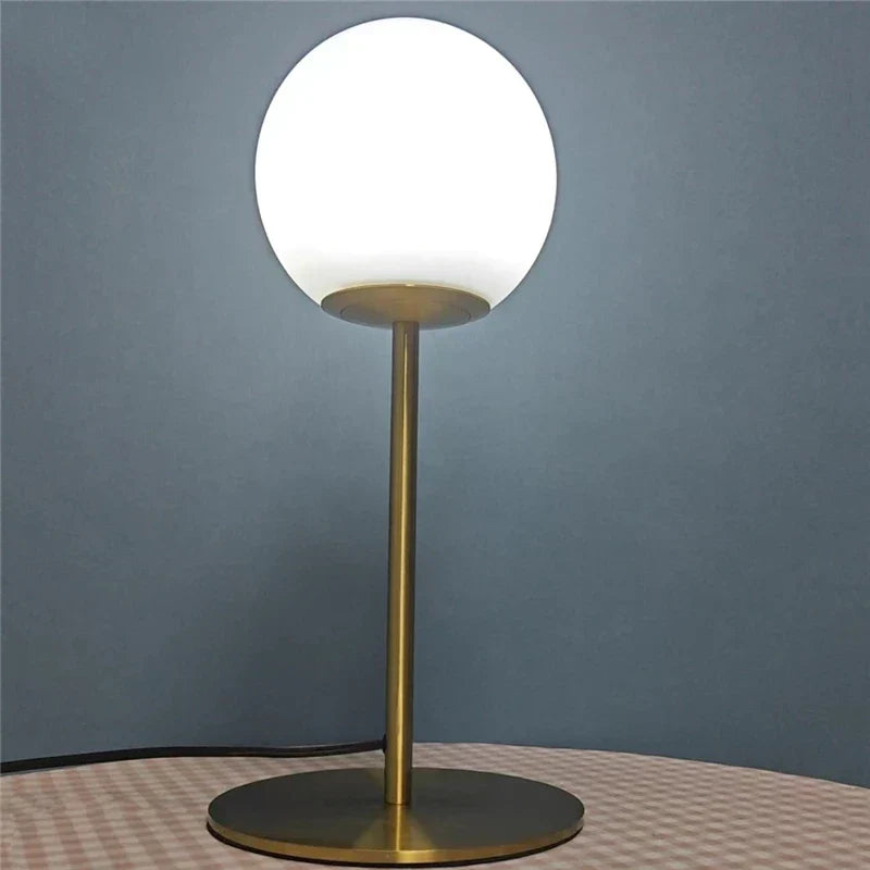 DecorBites™ Glass Ball Table Lamp for Bedroom, LED Desk Light with E27 Bulb