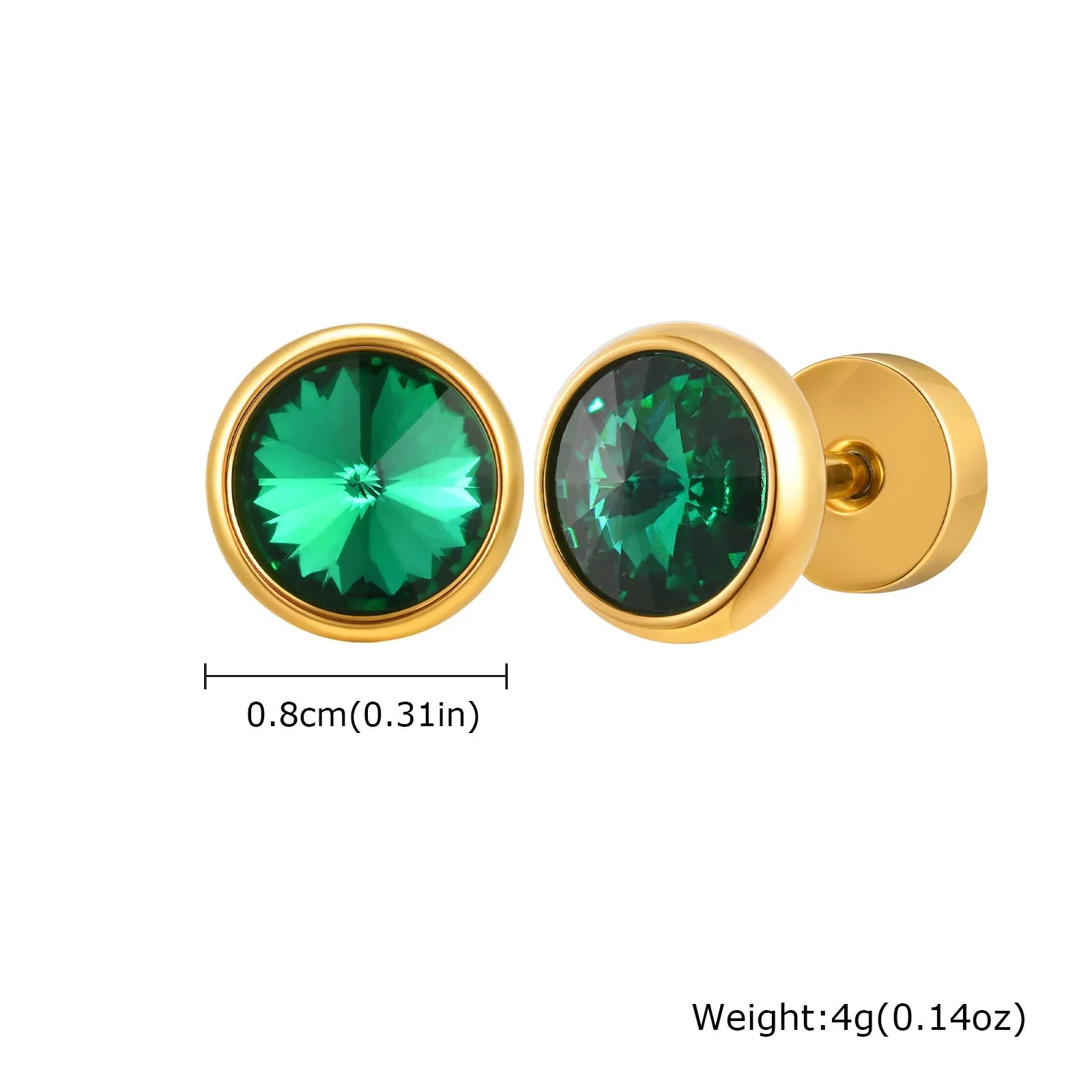 Stainless Steel Men’s Earrings | 8mm Multi-Faceted Screw Back Stud